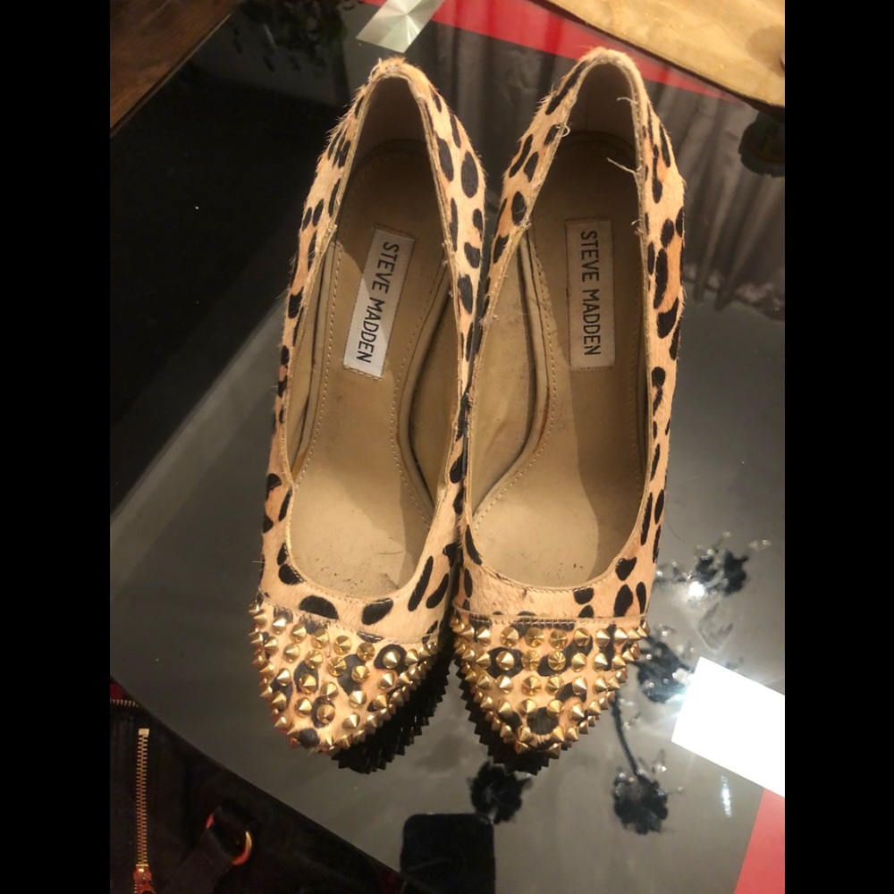 Steve Madden Leopard Print Studded Platform Heels… - image 3